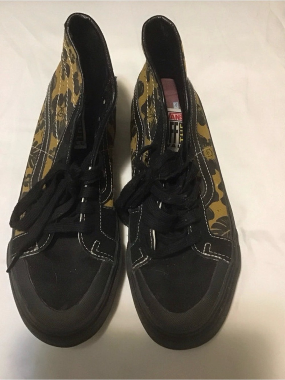 Vans Kids Sk8 Hi 138 Decon Dark Aloha Black and Gold Sneakers: Sz 7M/9W